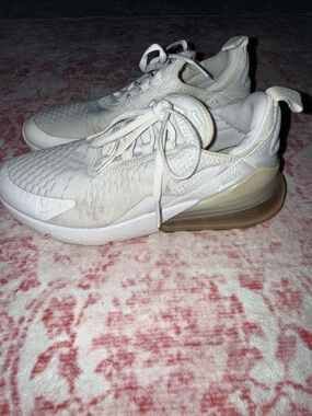 Nike White Air Max 270 Sneakers with Translucent Beige Air Unit
